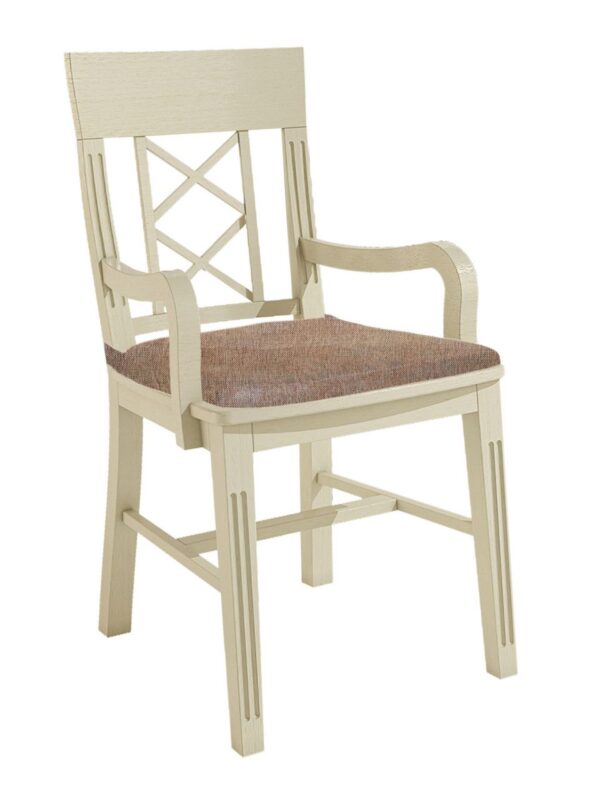 Esszimmer Stuhl mit Armlehnen Chalet mit Holzsitz und losem Sitzkissen Pinie massiv Pinie lipizano mit Sitzkissen hellbraun - sublim 11