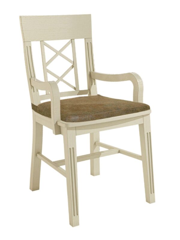 Esszimmer Stuhl mit Armlehnen Chalet mit Holzsitz und losem Sitzkissen Pinie massiv Pinie lipizano mit Sitzkissen olivgrün - sublim 39