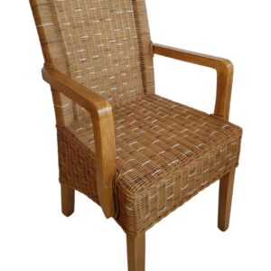 Esszimmer Stuhl mit Armlehnen Rattanstuhl capuccino Perth Korbstuhl Rattan Sessel nachhaltig ohne Sitzkissen