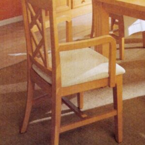 Esszimmer Stuhl mit Armlehnen und Festpolsterkissen Chalet Pinie massiv Pinie lipizano mit Sitzkissen beige - sublim 02