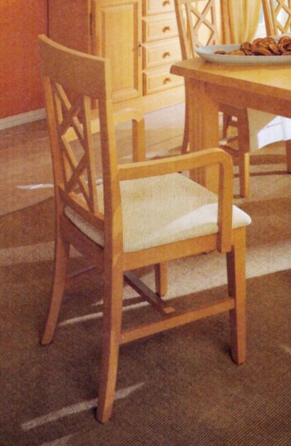 Esszimmer Stuhl mit Armlehnen und Festpolsterkissen Chalet Pinie massiv Pinie lipizano mit Sitzkissen beige - sublim 02