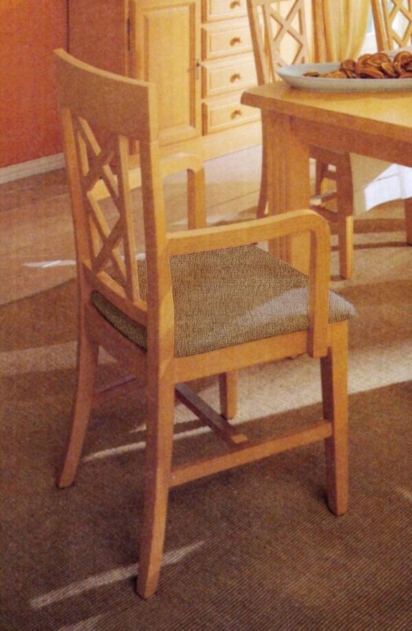Esszimmer Stuhl mit Armlehnen und Festpolsterkissen Chalet Pinie massiv Pinie lipizano mit Sitzkissen hellbraun - sublim 11