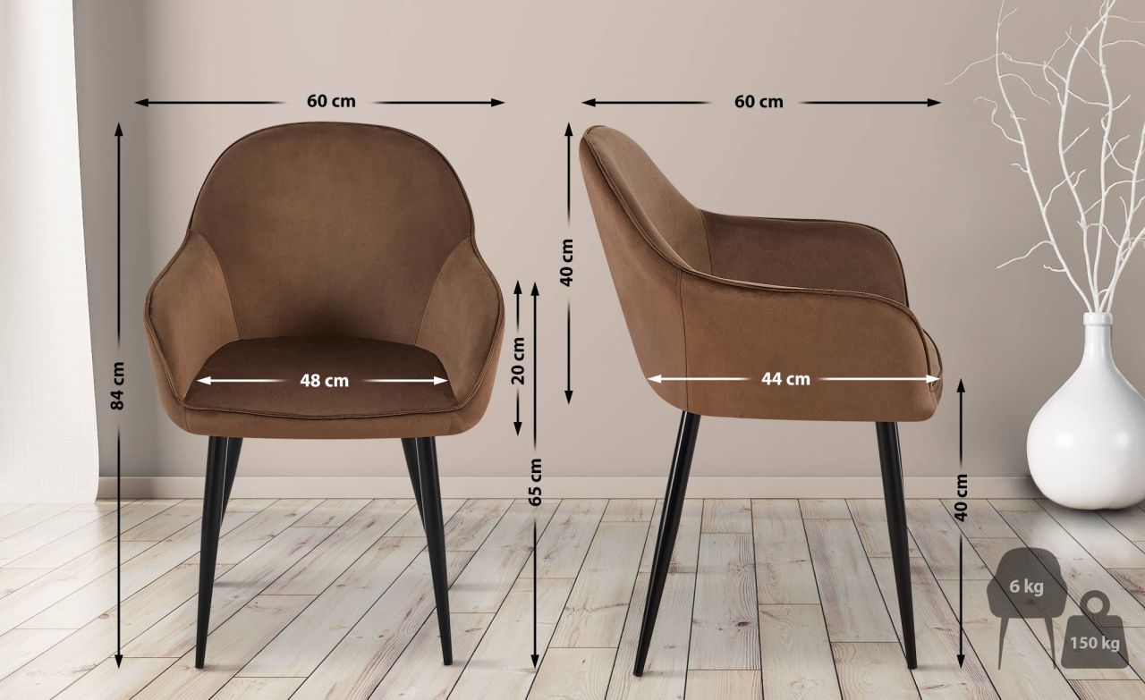 Esszimmerstuhl Boise Samt braun 1 Esszimmerstuhl Boise Samt braun
