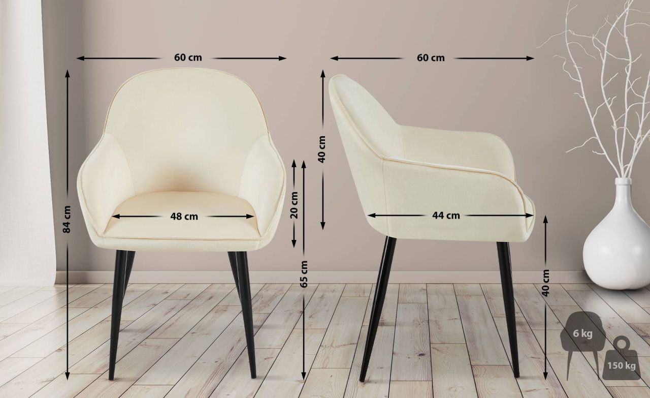 Esszimmerstuhl Boise Samt creme 1 Esszimmerstuhl Boise Samt creme