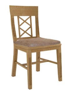 Esszimmerstuhl Chalet mit Holzsitz 2 Kreuzen an der Lehne und losem Sitzkissen Pinie massiv Pinie karamell mit Sitzkissen hellbraun sublim 11
