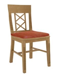 Esszimmerstuhl Chalet mit Holzsitz 2 Kreuzen an der Lehne und losem Sitzkissen Pinie massiv Pinie karamell mit Sitzkissen terracotta sublim 27