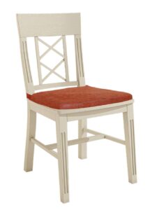 Esszimmerstuhl Chalet mit Holzsitz 2 Kreuzen an der Lehne und losem Sitzkissen Pinie massiv Pinie lipizano mit Sitzkissen terracotta sublim 27