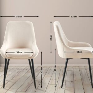 Esszimmerstuhl Elmira Samt schwarz creme