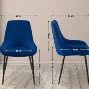 Esszimmerstuhl Elmira Samt schwarz dunkelblau
