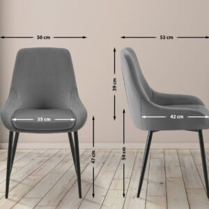 Esszimmerstuhl Elmira Samt schwarz dunkelgrau