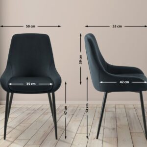 Esszimmerstuhl Elmira Samt schwarz schwarz