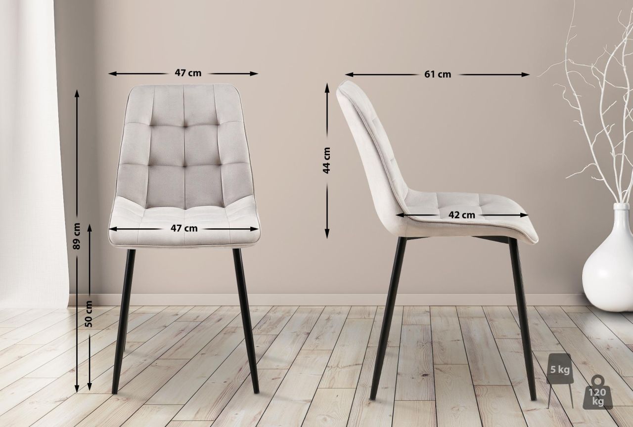 Esszimmerstuhl Gifford Samt grau 1 Esszimmerstuhl Gifford Samt grau