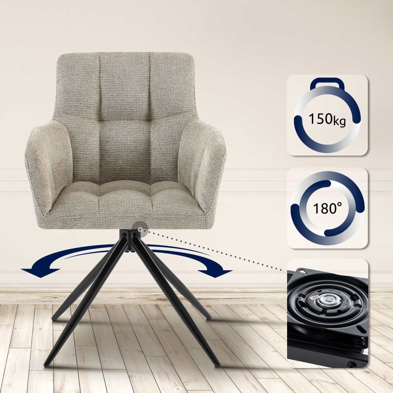 Esszimmerstuhl Jonah Stoff taupe 1 Esszimmerstuhl Jonah Stoff taupe