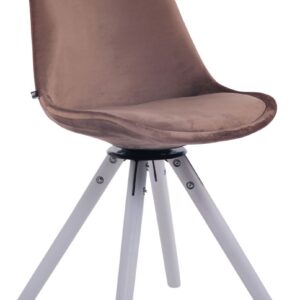 Esszimmerstuhl Troyes Samt Rund weiß braun