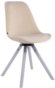 Esszimmerstuhl Troyes Samt Rund weiss creme