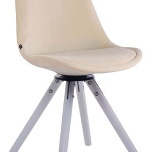 Esszimmerstuhl Troyes Samt Rund weiß creme