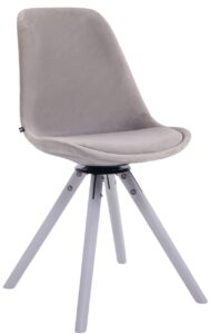 Esszimmerstuhl Troyes Samt Rund weiss grau