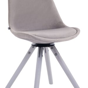 Esszimmerstuhl Troyes Samt Rund weiß grau