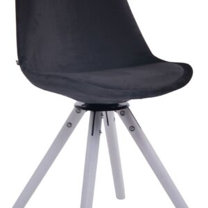 Esszimmerstuhl Troyes Samt Rund weiß schwarz