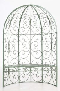 Halbpavillon Rosie mit Sitzbank antik gruen