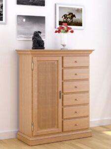 Highboard Vertiko Duett B 102 H 121 cm 1 Holztuer 6 Schubladen Pinie massiv Pinie karamell