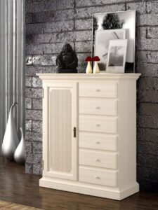 Highboard Vertiko Duett B 102 H 121 cm 1 Holztuer 6 Schubladen Pinie massiv Pinie lipizano