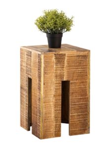 Hocker quadratisch 28 x 45 x 28 cm Blumenhocker Blumensaeule Sitzhocker Beistelltisch Mangoholz