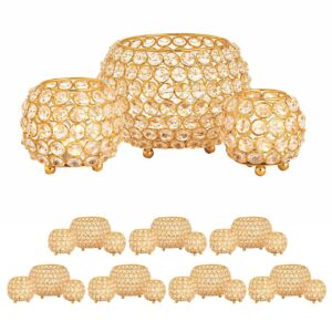 Kerzenhalter 24-teilig Set 3 x 8 VE Teelichthalter Crystal Kerzenständer gold o. silber Vintage Kris gold