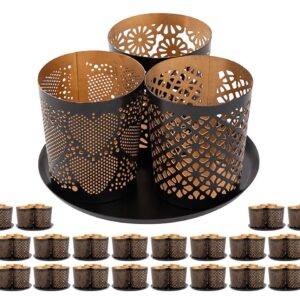 Kerzenhalter 3er Set Masterbox 24x 3teilig Kerzenständer Kreta Teelichthalter rund schwarz gold