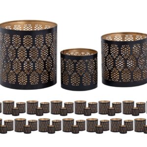 Kerzenständer 3er Set Masterbox 18x 3teilig Windlicht Orient Teelichthalter rund schwarz gold