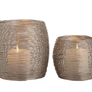 Kerzenständer Set 2-teilig Teelichthalter Windlichter Paris gold o. silber Kerzenhalter silber