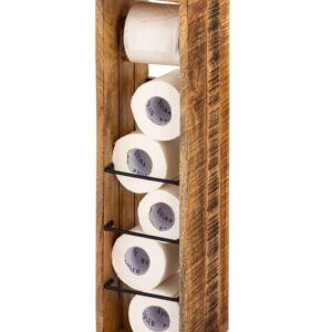 Klopapierhalter Toilettenpapierhalter Holz 17x17 H 65 cm Klorollenhalter quadratisch Mangoholz