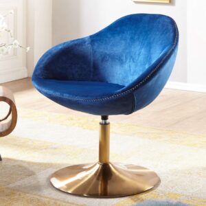 Loungesessel SIRAN Samt Blau / Gold 70x79x70 cm Design Drehstuhl