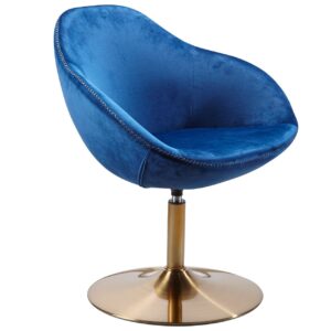 Loungesessel SIRAN Samt Blau / Gold 70x79x70 cm Design Drehstuhl