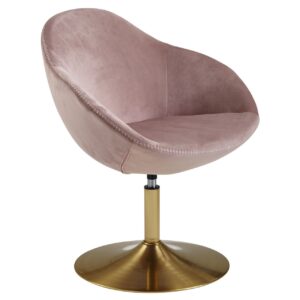 Loungesessel Samt Rosa / Gold 70x79x70 cm Design Drehstuhl