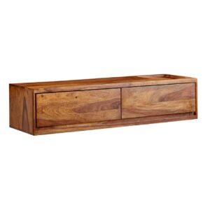 Lowboard Haengend Sheesham Massivholz 108x25x34 cm TV Schrank Braun Design Fernsehtisch mit Stauraum Fernsehschrank Wand Modern TV Kommode Fernsehkommode zum Aufhaengen 1