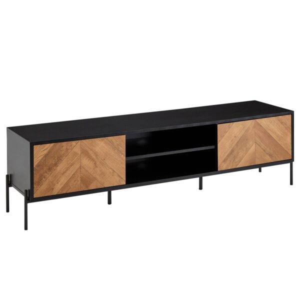 Lowboard Holz Schwarz / Eiche-Dekor 163x45x40 cm TV-Kommode mit zwei Türen