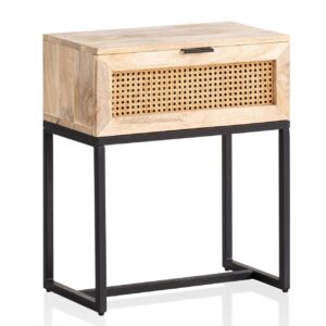 Nachtkonsole Mango Massivholz / Rattan 50x60x30 cm Nachttisch Braun