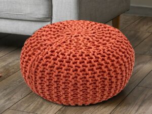 Pouf O 55 H 37 H 37 Strickhocker Sitzpouf Bodenkissen nachhaltig terracotta