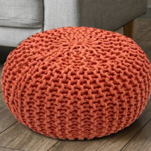 Pouf Ø 55 H 37 H 37 Strickhocker Sitzpouf Bodenkissen nachhaltig terracotta