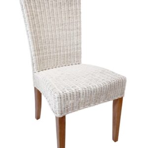 Rattanstuhl Esszimmer Stuhl weiß Cardine Korbstuhl nachhaltig Wintergarten Stuhl ohne Sitzkissen