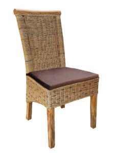 Rattanstuhl Esszimmerstuhl tabacco Perth Korbstuhl Rattan Stuhl nachhaltig mit Sitzkissen