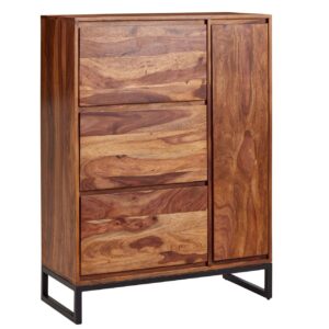 Schuhschrank Sheesham Massivholz 88x120x40 cm Schuhregal Geschlossen