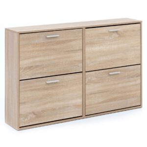 Schuhschrank WL5.828 Modern 120 x 81 x 24 cm Holz Schuhregal Sonoma 4 Fächer