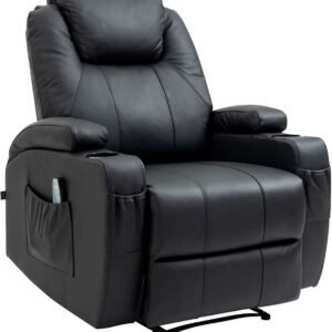 Sessel Galena mit Massagefunktion Echtleder schwarz