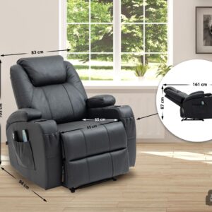 Sessel Hepler mit Massagefunktion Echtleder schwarz