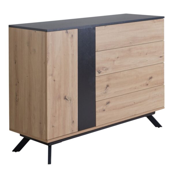 Sideboard 110x87x40 cm MDF Anrichte in Eiche-Dekor / Schwarz