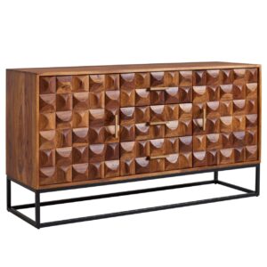 Sideboard 145x81x45 cm Sheesham Massivholz / Metall Anrichte