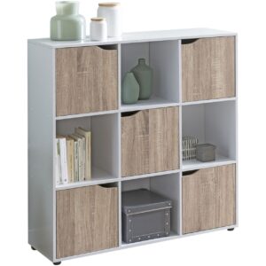 Sideboard MASSA 89 x 91 x 29 cm Bücherregal mit 9 Fächern Sonoma