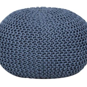 Sitzpouf Pouf Strickhocker Strickpuff Ø 55cm PREMIUM Innen Terrasse Pool Garten nachhaltig blau - mallard blue